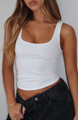 What An Experience Ribbed Tank Top White