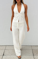 I Don't Compete Straight Leg Pants White